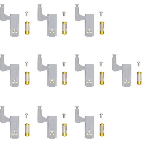 Jeffergarden 10 ensembles de lumière LED de charnière haute luminosité, lumière de charnière d'armoire ABS avec 3 perles de lampe LED, lumières de charnière pour armoire de garde-robe, lumière blanche (1/5)
