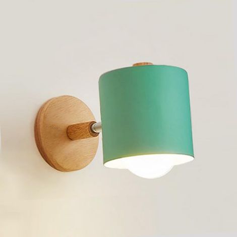 Applique Murale Interieur  Réglable Lampe Murale en Bois Applique avec Abat-jour en Métal Plafonnier Luminaire Enfant pour Chevet Bureau Salon Lecture, Gris (1/5)