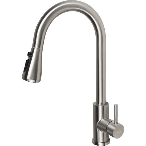 MIKELA mitigeur d'évier sur pied avec douche extractible, nickel (1/4)
