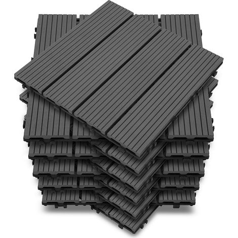 Wolketon Set di 88 piastrelle ad incastro da 30 x 30 cm per patio, pavimentazione esterna per giardino, balcone, piscina, marrone caffè