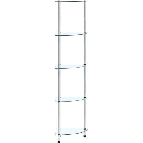 Étagère 5 niveaux Étagère de Rangement - Armoire de Rangement Transparent 30x30x130 cm Verre trempé BV609724 - BonneVie (1/5)