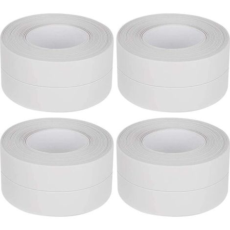 Bandes de calfeutrage imperméables et anti-moisissures pour cuisines et salles de bains (3,8 cm x 3,2 m) (blanc, paquet de 4) (1/5)