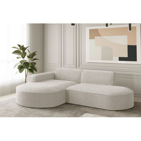 Ecksofa Designersofa PALMA XS in Stoff Ascot Beige Ottomane Links (1/2)