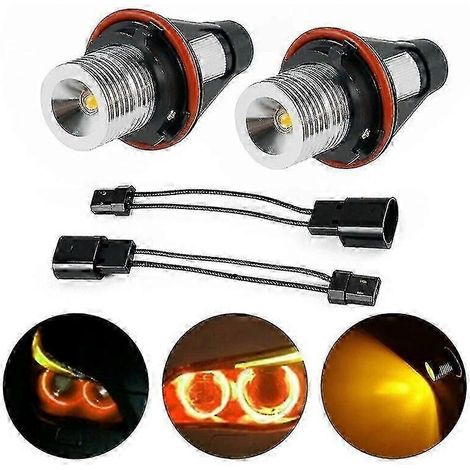 Ampoules LED ambrées 8000K pour feux de position à halo (Angel Eye) - Culot E39 E53 E60 E63 E64 E66 E87 5 6 7 X3 X (1/5)