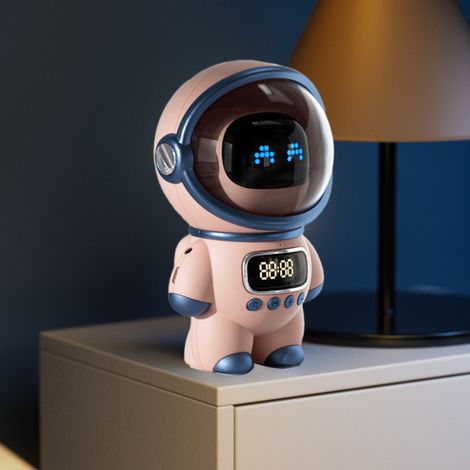 Enceinte Astronaute IA, enceinte Bluetooth intelligente, horloge, petite veilleuse, cadeau d'anniversaire rose (1/5)