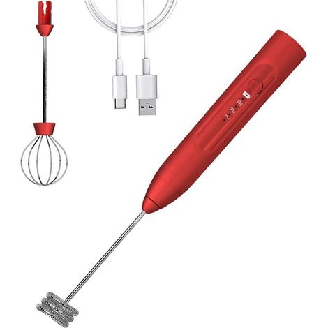 Mousseur à lait électrique 3 vitesses pour cappuccino et latte (rouge)