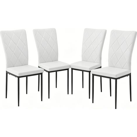 CHICFURN Sedie da pranzo set da 4 42 x 59 x 94,5 cm ecopelle nera e bianca schienale alto (1/5)