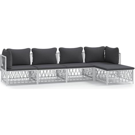 Maison Exclusive - Set Salotto da Giardino 5 pz con Cuscini in Acciaio Bianco (1/5)