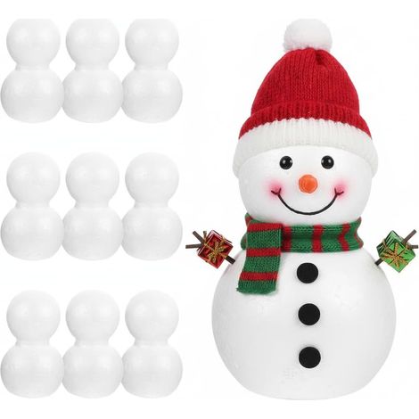 Bonhomme De Neige en Polystyrène, 10 Pièces Bonhomme De Neige Vierge De Noël Fait Main pour Bricolage DIY Décorations De Noël Blanc Synthétique (1/5)