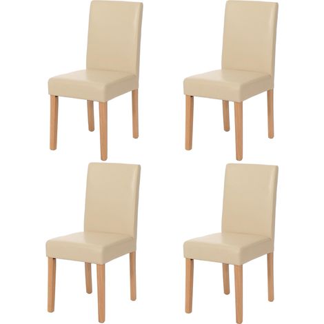 Set 4x sedie Littau ecopelle soggiorno cucina sala da pranzo 43x56x90cm avorio piedi chiari