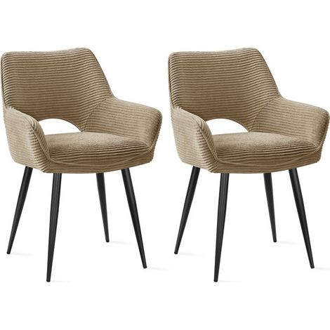 Chaises de salle à manger - WAFTING - WAFTING - Velours marron - Avec accoudoirs - Pieds métal (1/5)