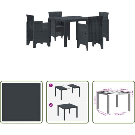 Garten Stühle -  Garten Essgruppe 5 pcs Anthrazit Polypropylen (1/5)