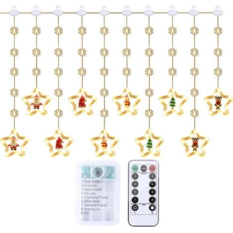Lumières De Décoration De Noël, 50 LED 3M Guirlande Lumineuse USB Étanche Guirlandes Lumineuses Lumières féériques 8 Modes d'Eclairage Lumière pour Noël Fenêtre Soirée Terrasse Fenêtre Patio Jardin(Mo