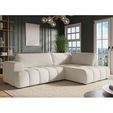 Deco In Paris – Canapé d'angle convertible avec coffre en tissu beige – Assise large et moelleuse – Rangement intégré – Design épuré pour salon moderne (1/5)