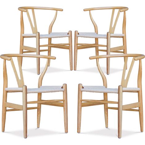 Confezione di 4 Sedie da Pranzo in Legno - Stile Scandinavo - Wish Legno naturale