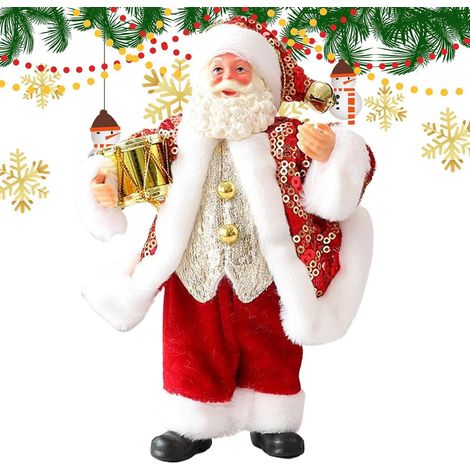 Figurines de Noël  Sculpture de Noël 20 cm  Santa Décoratif de Bureau Tenant des Instruments,pour Mur Arbre Étagère Fenêtre Intérieur Jardin Bureau Décoration (1/5)
