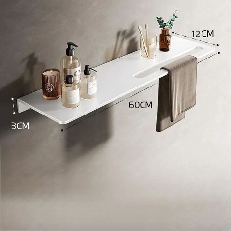 (A-60cm) Porte-serviettes en aluminium pour salle de bain, plateau de rangement (1/5)