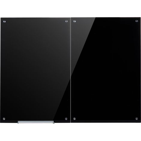 Mophorn Pizarra Magnética de Cristal 900 x 600 mm, Superficie de Borrado en Seco, Juego de 2 Unidades, Diseño sin Marco, Vidrio Templado, Incluye Rotuladores, Imanes y Borrador, Negro (1/5)