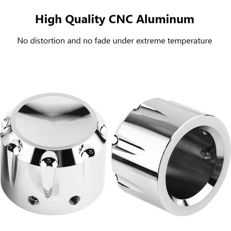 2 CNC-gefräste Aluminium-Endkappen für Motorrad-Vorderachse mit Totenkopfmutterabdeckung (Chrom) (1/5)