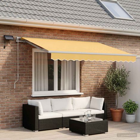 Store banne rétractable avec LED solaires pour terrasse et jardin aluminium sable 600 x 300 cm - PANGIVO (1/5)