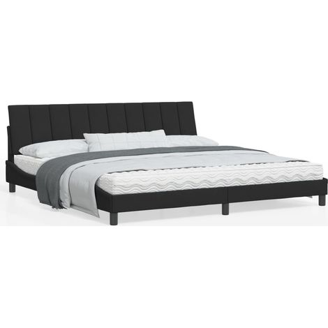 Cadre de lit avec lumières LED noir 200x200 velours (1/5)