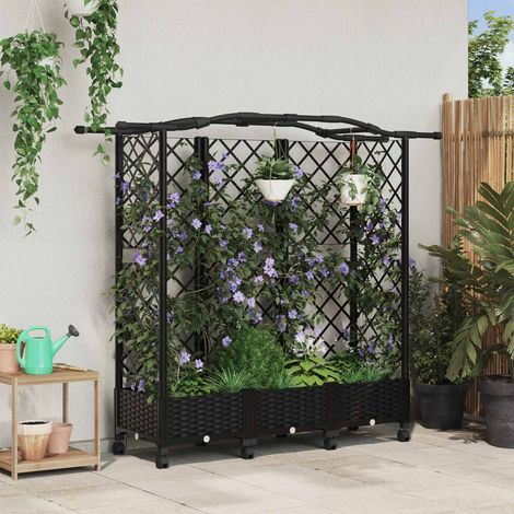 Teenpull – Hochbeet mit Rankgitter und Dach Schwarz 163 x 40 x 129 cm PP (1/5)