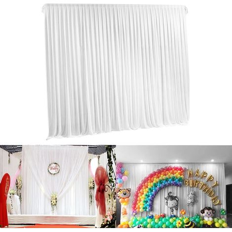 Cortina de fondo, seda elegante, uso versátil, BLANCA, 6M X 3M (1/2)