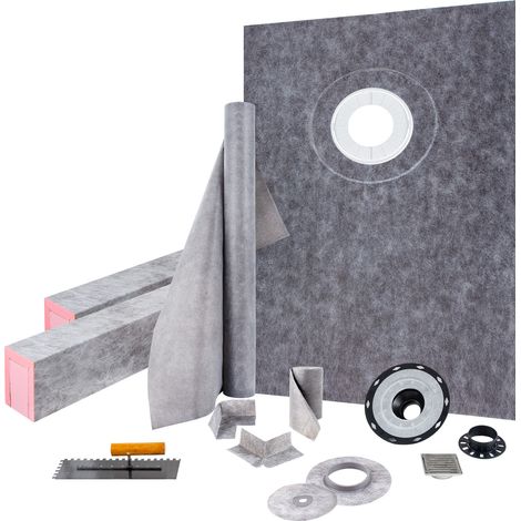 VEVOR Kit per Cordolo Doccia 152,4 x 96,5 cm Sovrapposizione Cordolo Doccia a Tenuta Stagna, con Flangia di Collegamento Sfalsata 10 cm Griglia in Acciaio Inossidabile 10 cm per La Vasca da Bagno