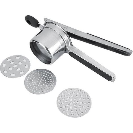 Presse-purée manuel inox détachable pour pommes de terre, presse-légumes ergonomique, broyeur d'aliments en acier inoxydable, outil de cuisine robuste pour purées maison. (1/5)