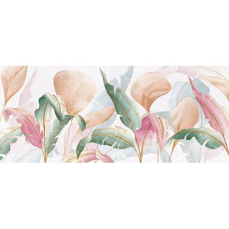 Papier peint panoramique - Feuilles tropicales - 195 cm x 82 cm (1/2)