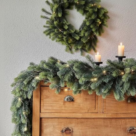 Artificial Christmas wreath, 2-pack, 180 cm tall artificial Christmas wreaths and garlands, decorative Christmas tree wreath for bedroom, door, wall, window, staircase, fireplace (green) (1/5)