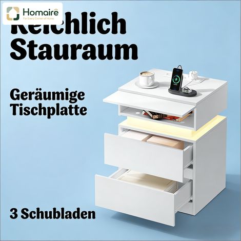 Weißer Beistelltisch aus Holz 35 x 40 x 55 cm HOMAIRE (1/5)