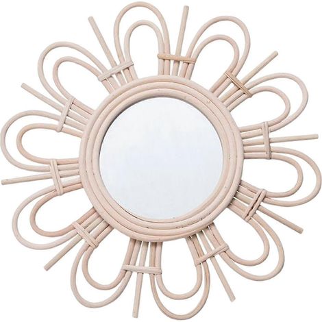 Rattan-Schminkspiegel, Wanddekoration, gewebter Spiegel für Flur, Badezimmer, Zuhause (1/5)