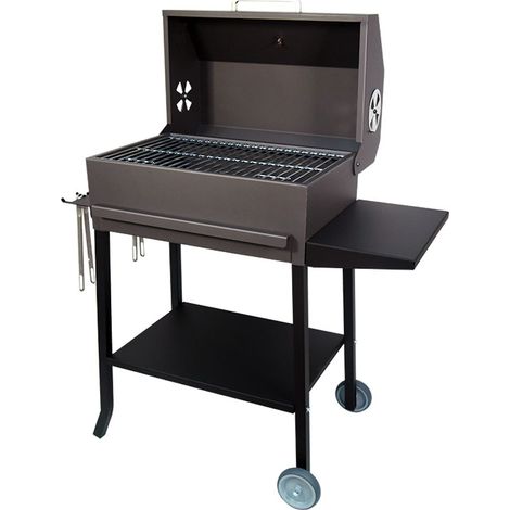 71444 Barbacoa con tapa parrilla cincada y bandejas metalicas (1/2)