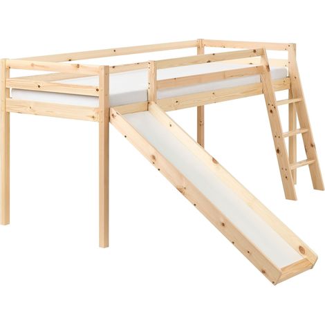 Mid Sleeper Bed Pine Wood STAPLE 90 x 200 cm (EU Single) with Slide Light Brown (1/5)