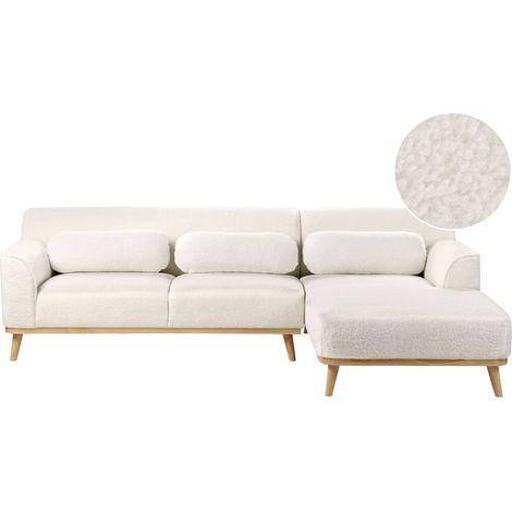 Corner Sofa 3 Seater SIMOS Boucle White Left Hand