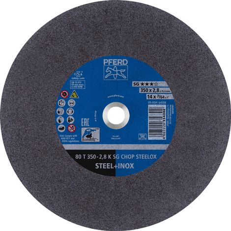 PFERD TOOLS Trennscheibe Metallkreissäge T 350x2,8x25,4 mm Leistungs-Li. SG CHOP STEELOX Stahl/Edelstahl 10 Stk (1/5)