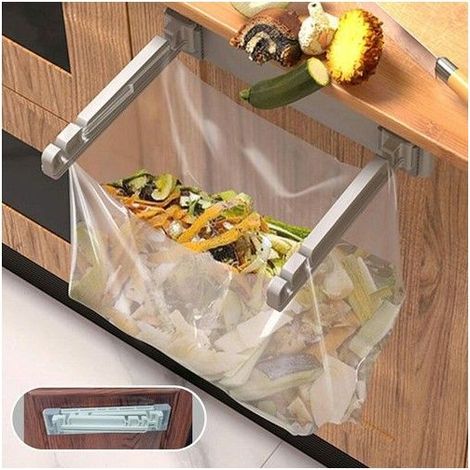 Porte-sacs poubelle, porte-sacs de courses, seau de rangement en plastique pliable, mural, pour cuisine, salle de bain, (1/5)