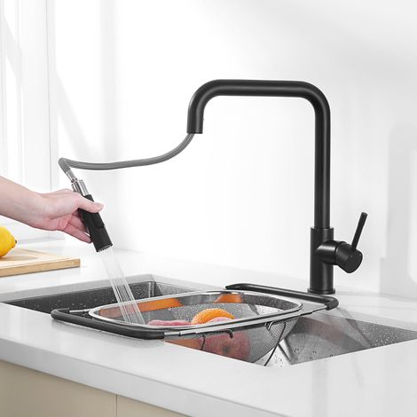 Cecipa Miscelatore da Cucina con Doccetta Estraibile - Rubinetto per Lavabo Nero con 2 Modalità di Uscita Dell'acqua (1/5)