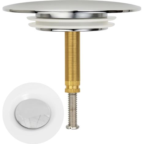 Bouchon de Baignoire, Ø 72 mm, avec Double Joint, Réglable en Hauteur, Bouchon de Baignoire Universel, Clapet de Lavabo, en Laiton Trempé avec Finition Chromée, Bonde de Baignoire Antirouille (1/5)