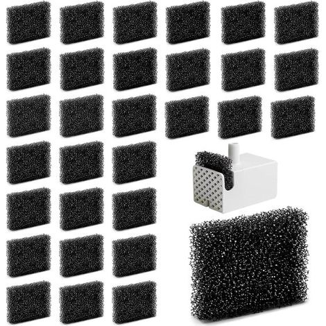 QuickShopping, 30 filtros de repuesto para fuente de agua para gatos, Filtros de espuma para mascotas, 35x25x9 mm, Dispensador de agua (1/5)