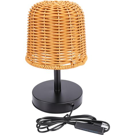 EMUKOEP Lampe de Table en Rotin Vintage, USB, Portable, 3 (1/5)