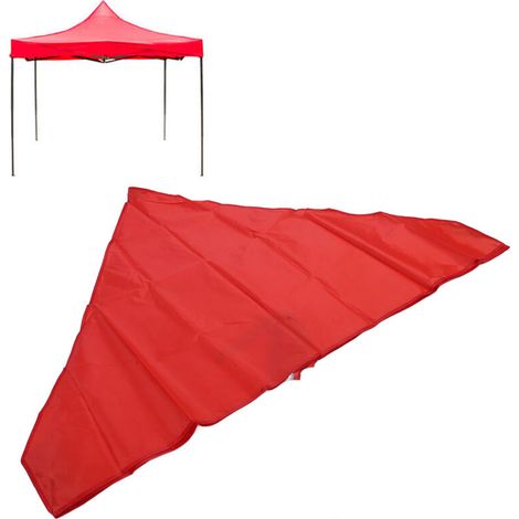 Toit de remplacement en tissu Oxford pliable et imperméable à 4 coins pour camping et exposition en extérieur 6,2 pieds rouge (1/5)