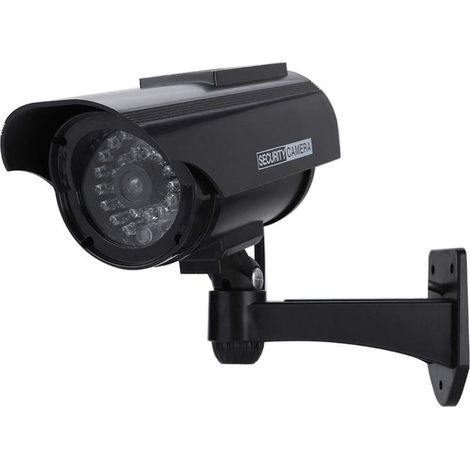 Outdoor Solar Powered Wireless Dummy Surveillance Camera - Closed Circuit Security LED Flashing Light Solar Powered Waterproof Fake Camera (Black) (1/5)