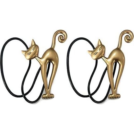 2PCS Créatif Embrasses Rideaux Aimanté, Attaches de Rideaux Magnétiques en Résine, Motif de Chat Rétro, Boucle de Rideau avec Magnétisme Fort, Exquis Accessoires Décoratif Pour Maison Bureau H (1/5)