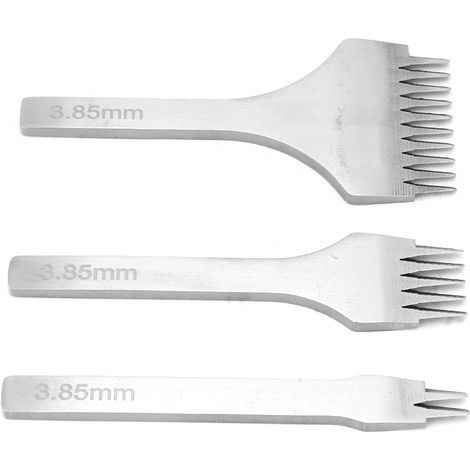 Lot de 3 poinçons à coudre cuir main, 2.7/3.0/3.38/3.85mm, outil de perforation professionnel (3.85mm). (1/5)