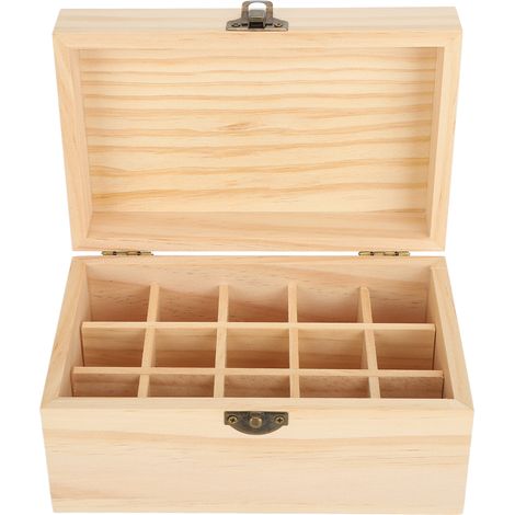 Boîte De Rangement En Pin Pour 15 Huiles Essentielles - Organiseur Résistant Aux UV Pour Maison Et Beauté - Support Vertical Sécurisé (1/5)