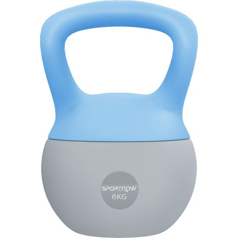 SPORTNOW 6KG Kettlebell w/ Soft Body, Non-Slip Handle, Light Blue and Grey (1/5)