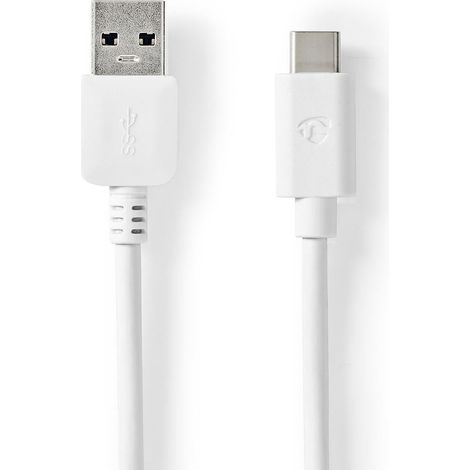 Cavo usb usb 32 gen 1 usb a maschio usb c maschio 60 w 5 gbps nichelato 200 m rotondo pvc bianco scatola