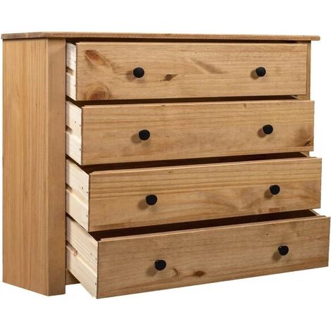Meuble de Rangement Latéral en Pin Massif, 80 x 40 x 73 cm, Buffet Bas avec Portes pour Salon ou Entrée (1/5)